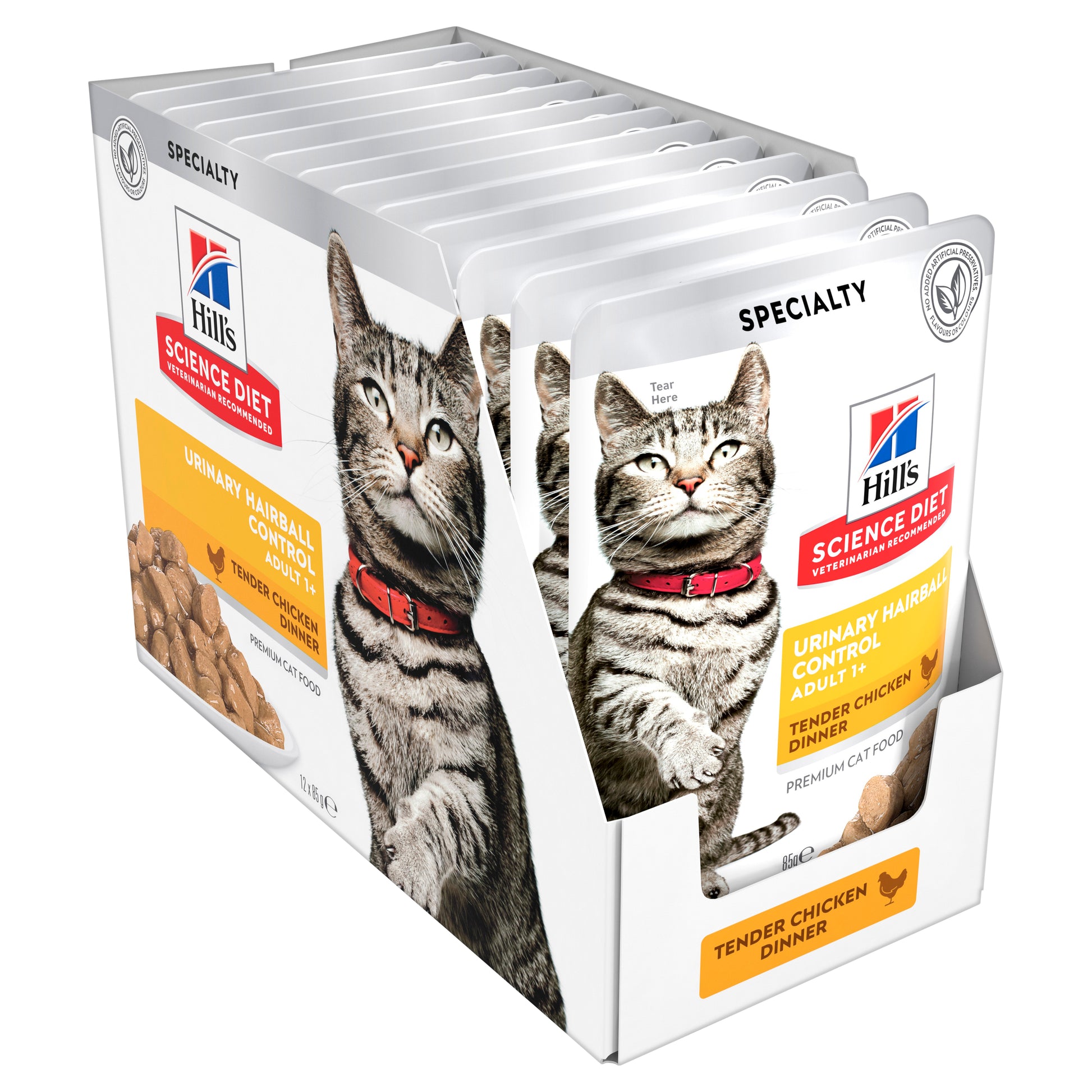 Hill's Science Diet Adult Urinary Hairball Control Chicken Cat Food Pouches 85G x 12