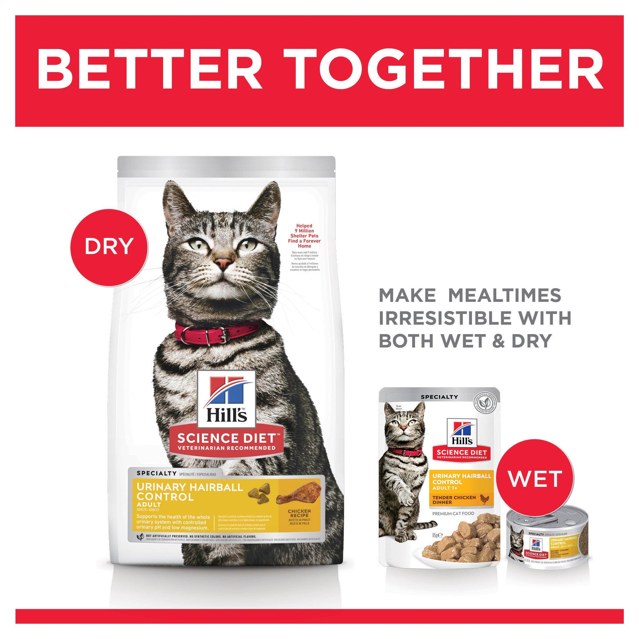 Hill's Science Diet Adult Urinary Hairball Control Dry Cat Food Chicken 3.17KG