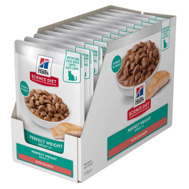 Hill's Science Diet Perfect Weight Salmon wet cat food 85g pouches 12-pack