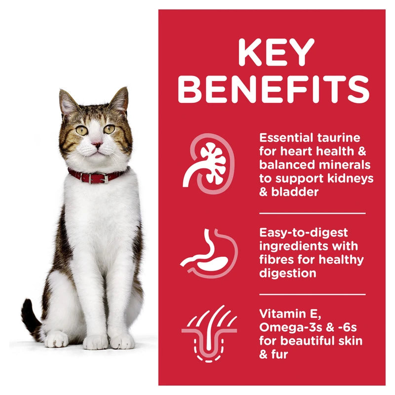 Hill's Science Diet Senior 7+ Chicken Pouches Wet Cat Food key benefits for kidneys, bladder, digestion, skin & fur