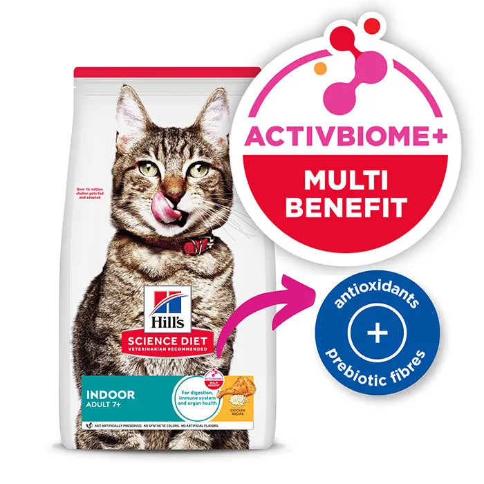 Hill's Science Diet Indoor Senior 7+ Cat Food 3.17kg with antioxidants and prebiotic fibres
