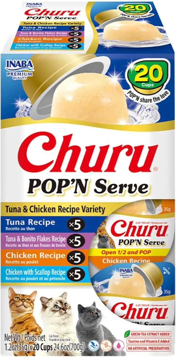 INABA CAT CHURU POP N SERVE TUNA & CHICKEN VARIETY 20PK