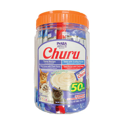 INABA CHURU Puree Tuna Seafood Varieties Cat Treats 50 Tubes