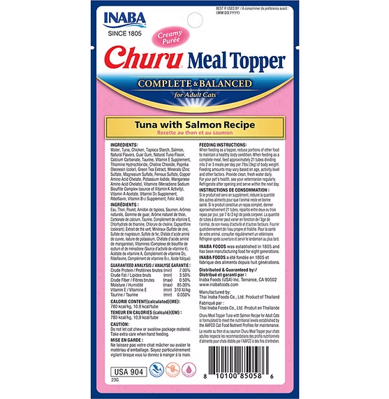 INABA Churu Cat Meal Topper Tuna & Salmon 56G back