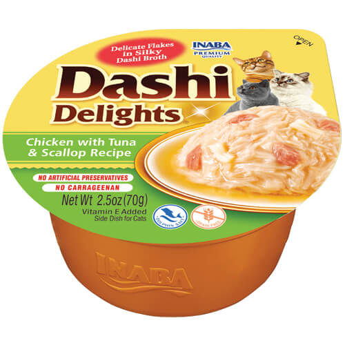 INABA Dashi Delights Chicken With Tuna & Scallop Recipe Cat Treats 70G product image