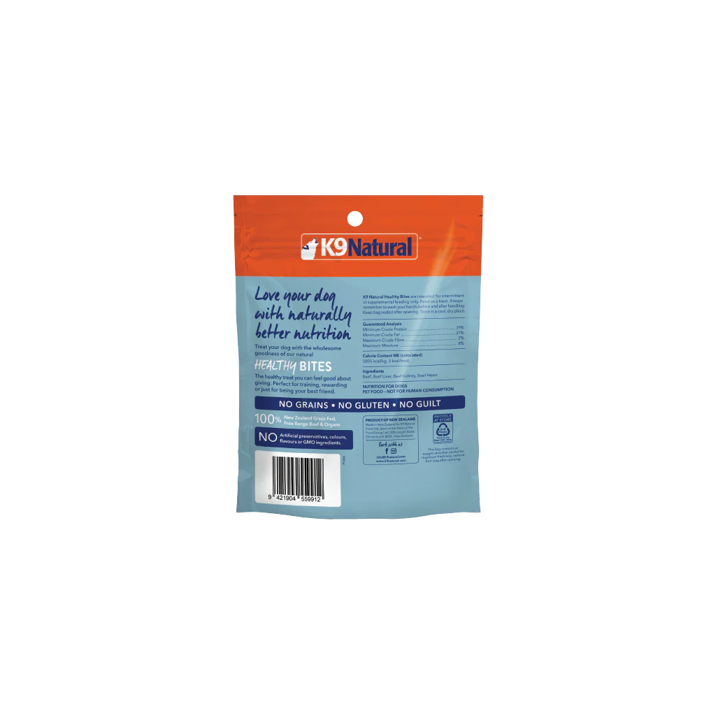 K9 NATURAL Freeze Dried Beef Healthy Bites Dog Treats 50G