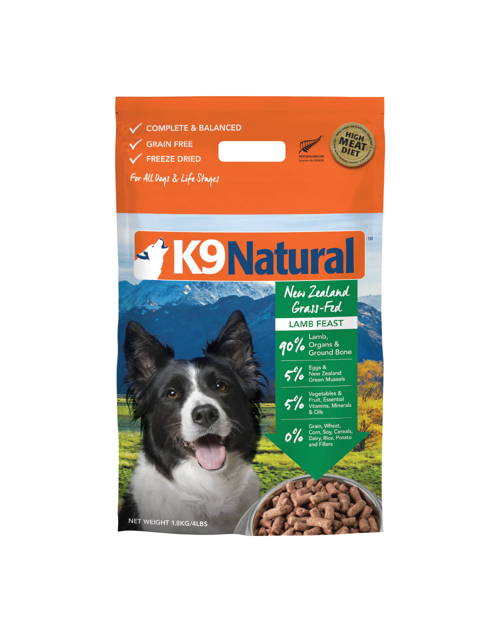 K9 Natural Lamb Feast Freeze-dried Dog Food 1.8KG