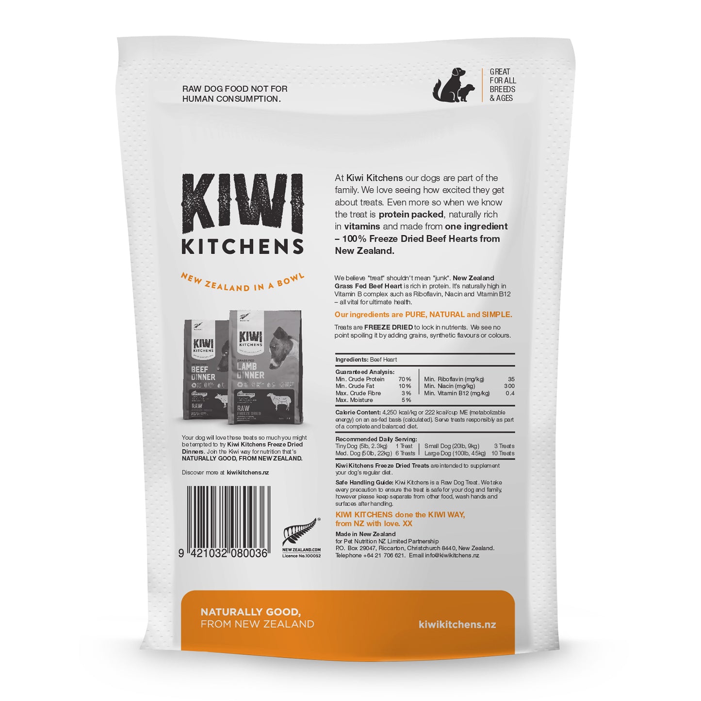 KIWI KITCHENS Freeze Dried Beef Heart Dog Treats 110G