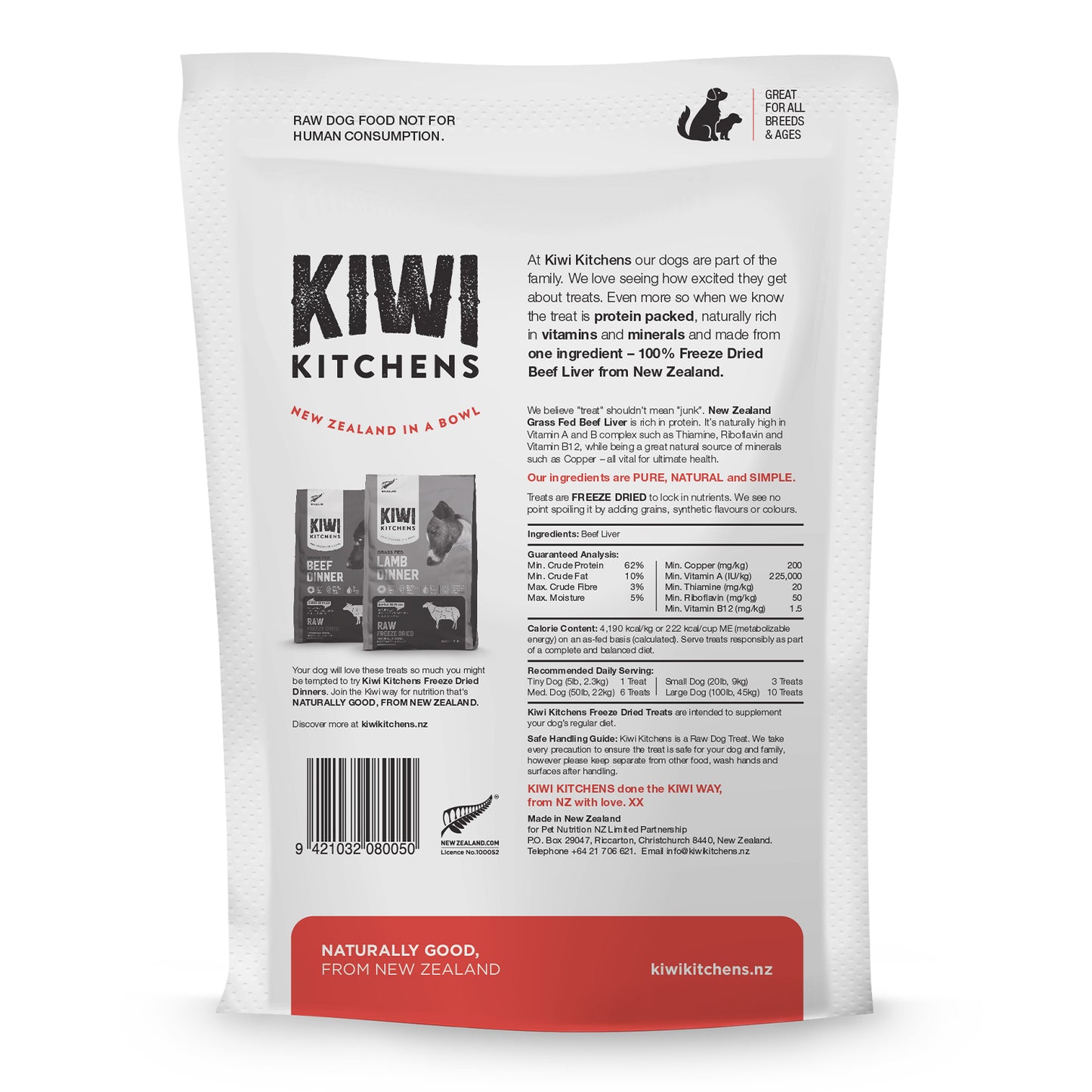 KIWI KITCHENS Freeze Dried Beef Liver Dog Treats 110G