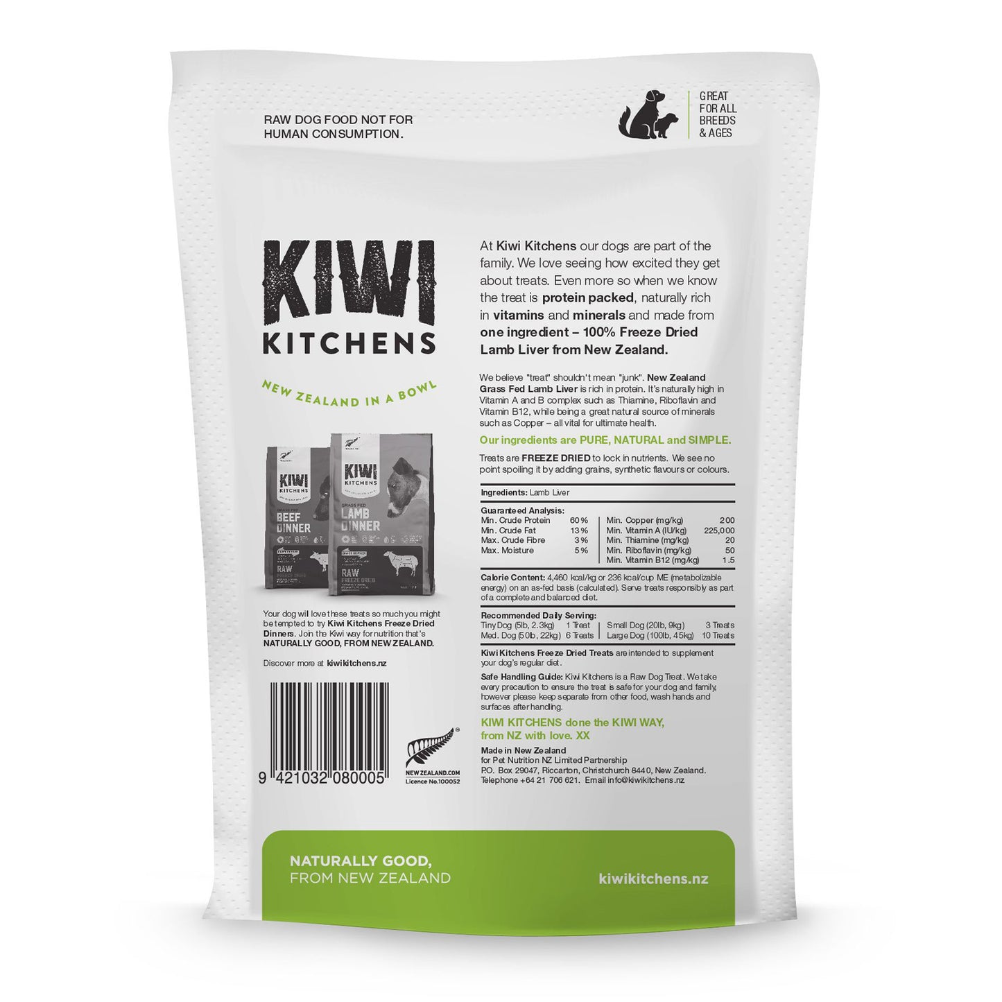 KIWI KITCHENS Freeze Dried Lamb Liver Dog Treats 110G