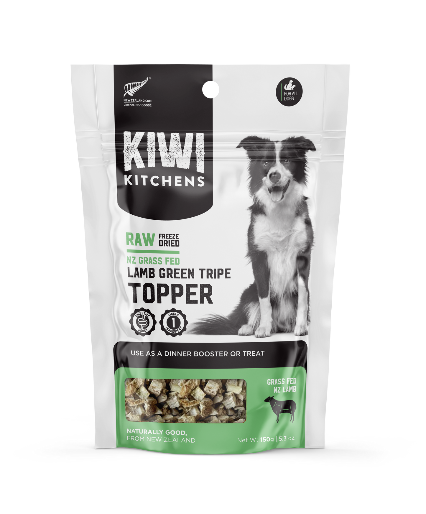 KIWI KITCHENS Freeze Dried Lamb Green Tripe Dog Topper 150G