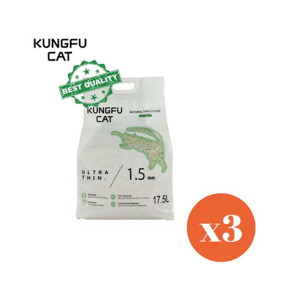 KUNGFU CAT Tofu Cat Litter Green Tea 17.5L x 3Bags (Click and Collect ONLY)