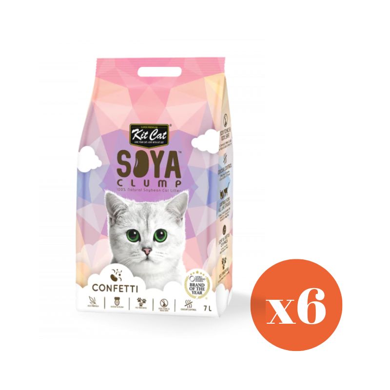 Kit Cat Soya Clump Cat Litter Confetti 7ltr x 6 Packs