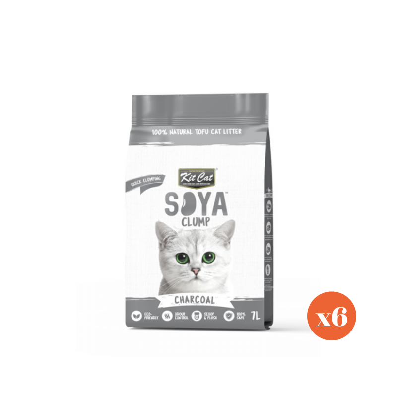 Kit Cat Soya Clump Cat Litter Charcoal 7ltr x 6 Packs