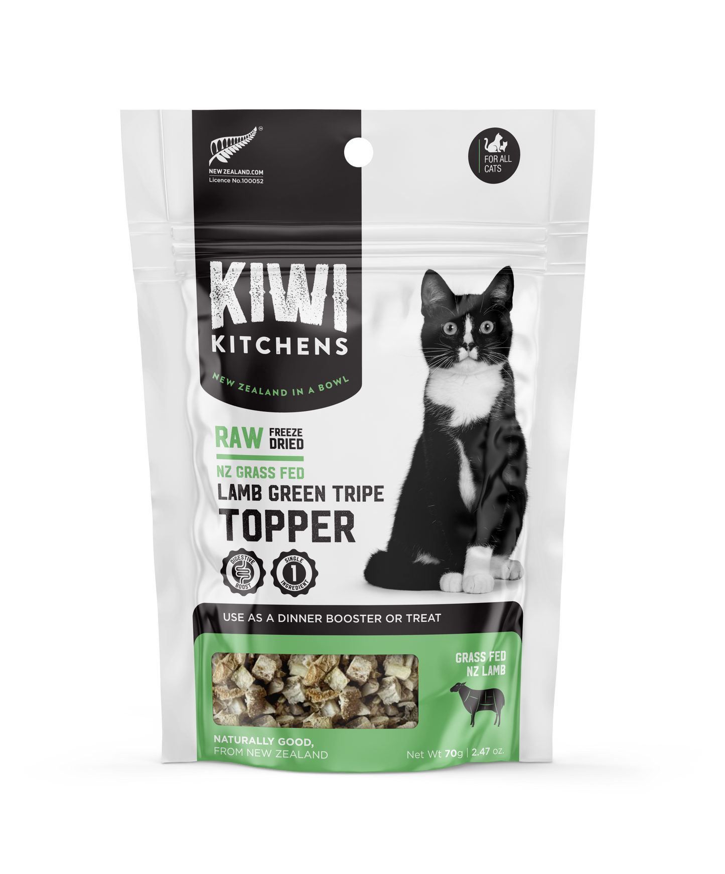 Kiwi Kitchens Raw Freeze Dried Lamb Green Tripe Cat Topper 70G