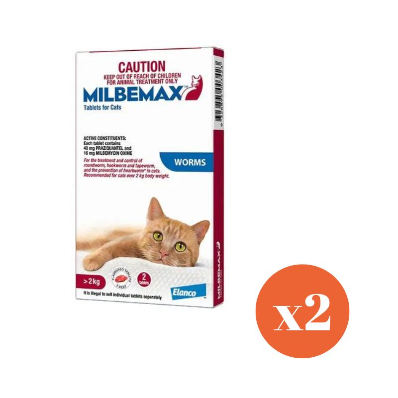 Milbemax All Wormer For Cats Over 2KG 2 Tablets x 2