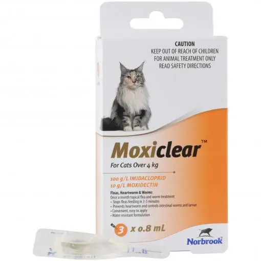 Moxiclear Flea & Worming Spot Treatment for Cats Over 4KG 3 pack