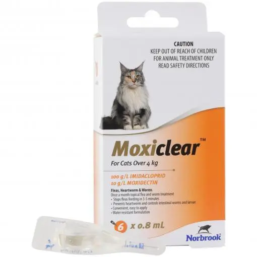 Moxiclear Flea & Worming Spot Treatment for Cats Over 4KG 6 pack