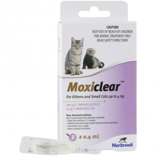 Moxiclear Flea & Worming Spot Treatment for Kittens and Cats under 4KG 3 pack