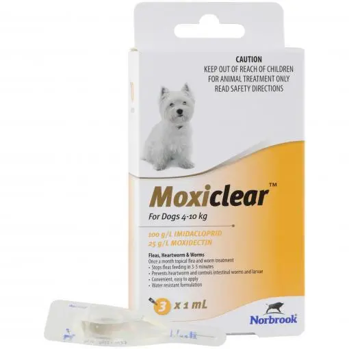 Moxiclear Flea & Worming Spot Treatment for Dogs 4-10KG 3pack