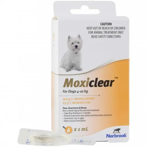 Moxiclear Flea & Worming Spot Treatment for Dogs 4-10KG 6 pack