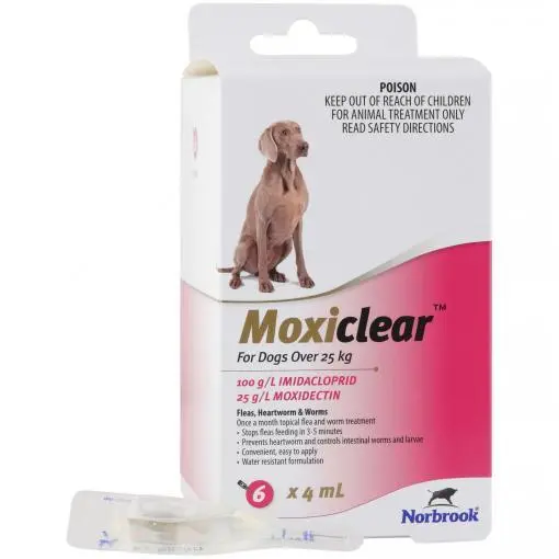 Moxiclear Flea & Worming Spot Treatment for Dogs Over 25KG 6 pack