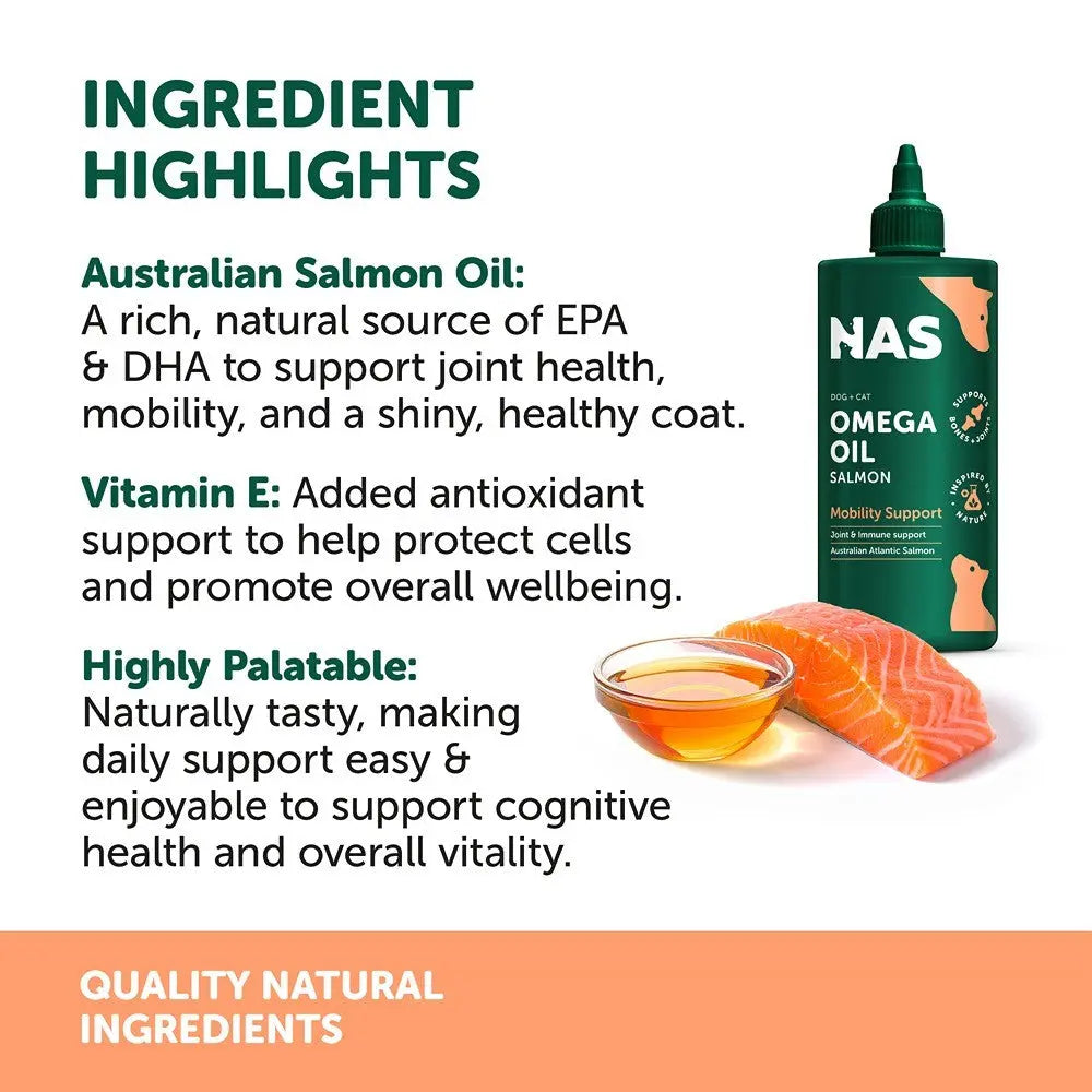 NATURAL ANIMAL SOLUTIONS Salmon Oil For Dogs and Cats ingredients highlights