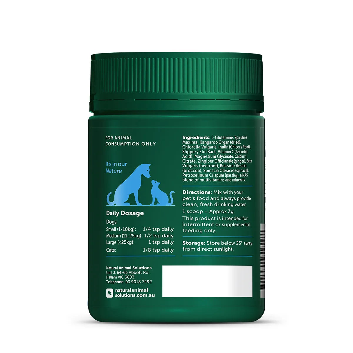 NATURAL ANIMAL SOLUTIONS Digestavite Plus for Dogs and Cats 100g back
