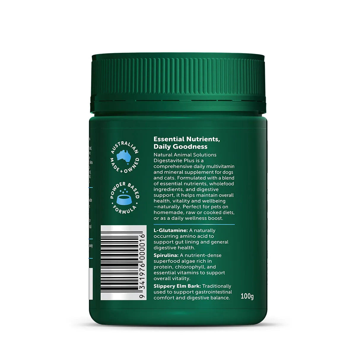 NATURAL ANIMAL SOLUTIONS Digestavite Plus for Dogs and Cats 100g side