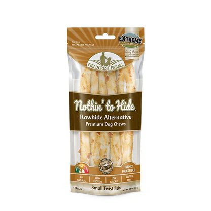 *Clearance* NOTHIN' TO HIDE Dog Treats Small Twist Stix Peanuts Butter 10 Pack