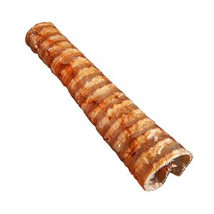 Blackdog Osteo Tubes beef dog chew unwrapped, showing the ridged tube texture
