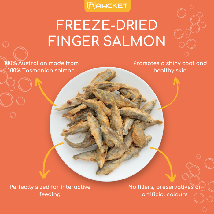 PAWCKET FREEZE DRIED FINGER SALMON DOGS CATS TREATS 
