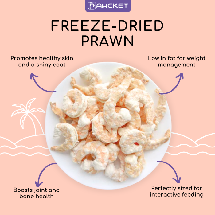 PAWCKET FREEZE DRIED PRAWN DOGS CATS TREATS 25G