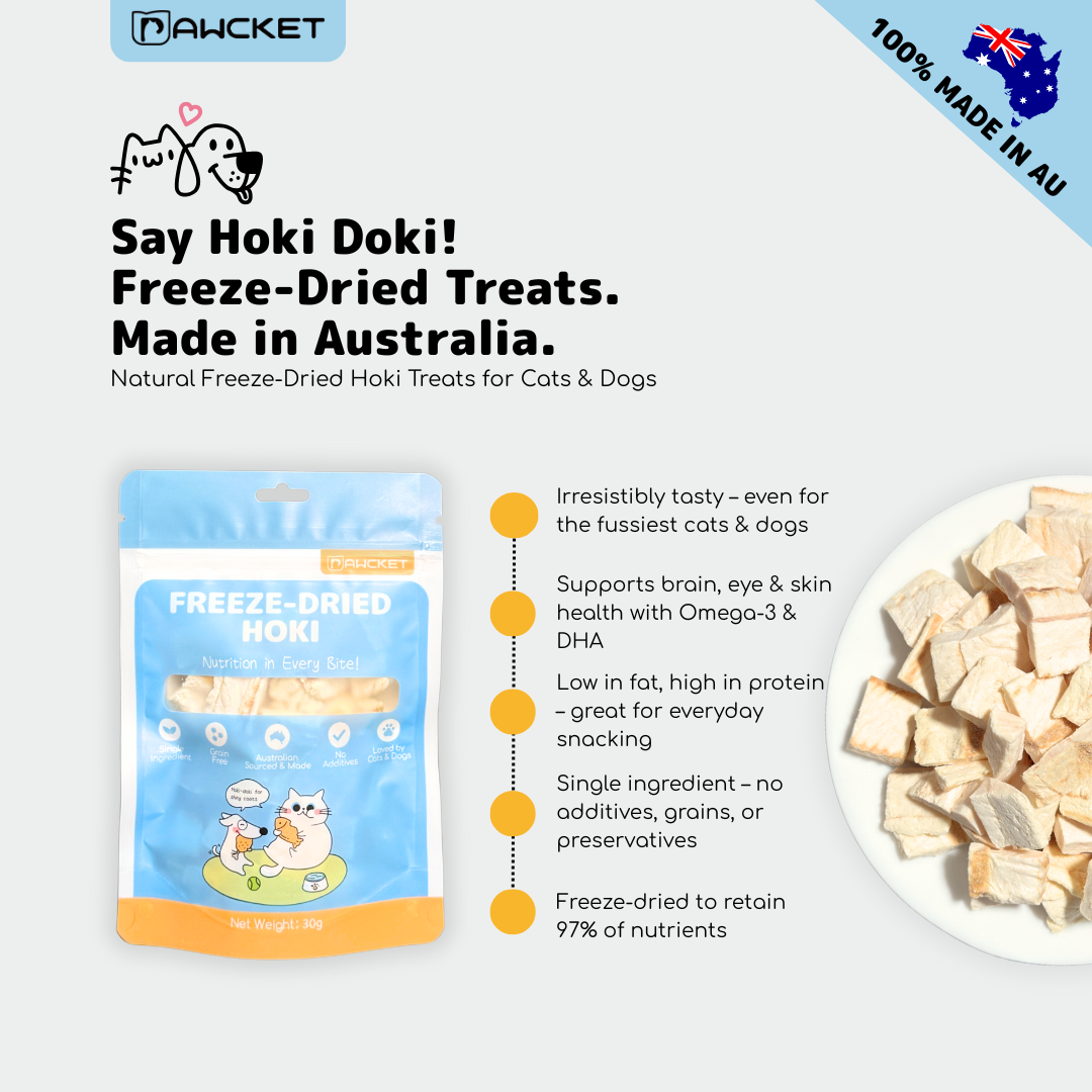 PAWCKET Freeze Dried Raw Hoki Dog and Cat Treat 25G