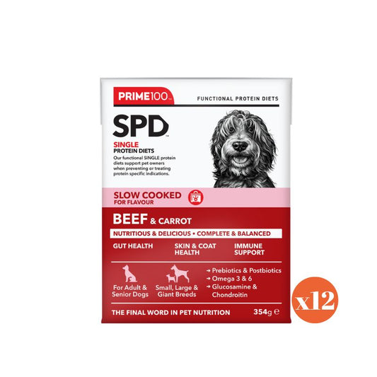 PRIME100 SPD™ Slow Cooked Beef & Carrot Wet Dog Food 354gx 12