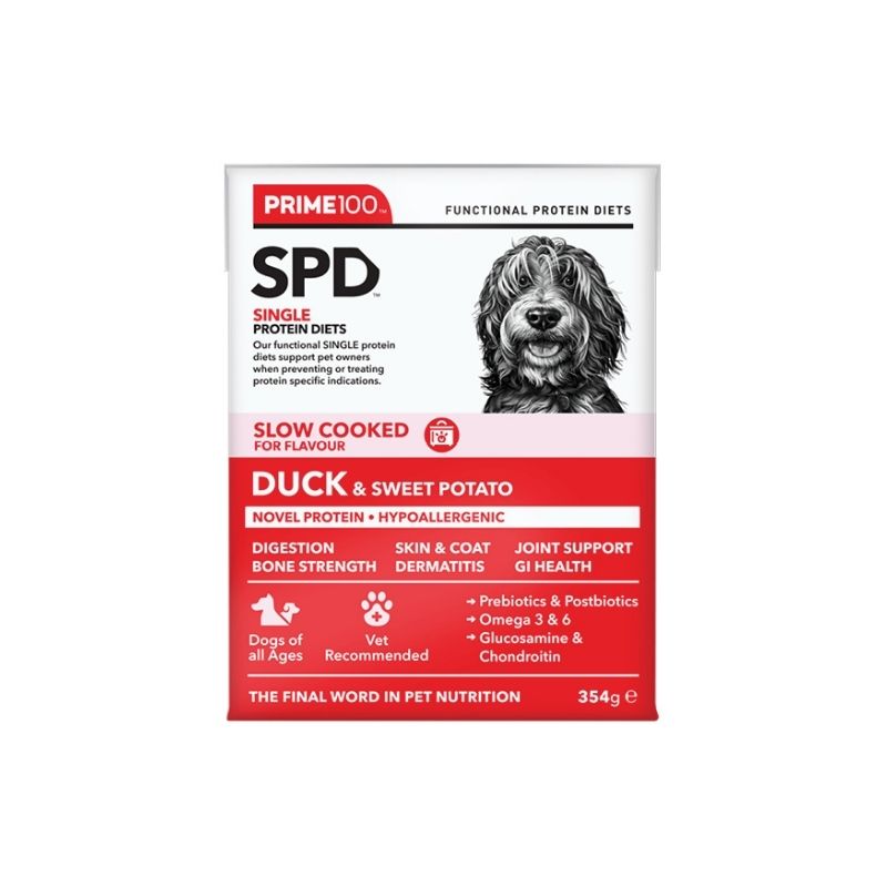 PRIME100 SPD™ Slow Cooked Duck & Sweet Potato Wet Dog Food 354g