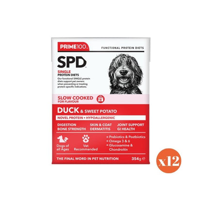 PRIME100 SPD™ Slow Cooked Duck & Sweet Potato Wet Dog Food 354gx12