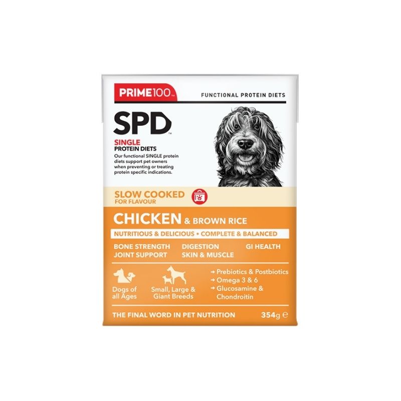 PRIME100 SPD™ Slow Cooked Chicken & Brown Rice Wet Dog Food 354g