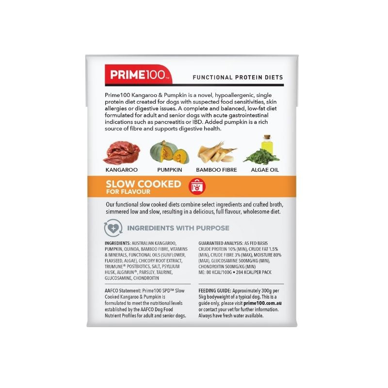 PRIME100 SPD™ Slow Cooked kangaroo  & pumpkin Wet Dog Food 354g back