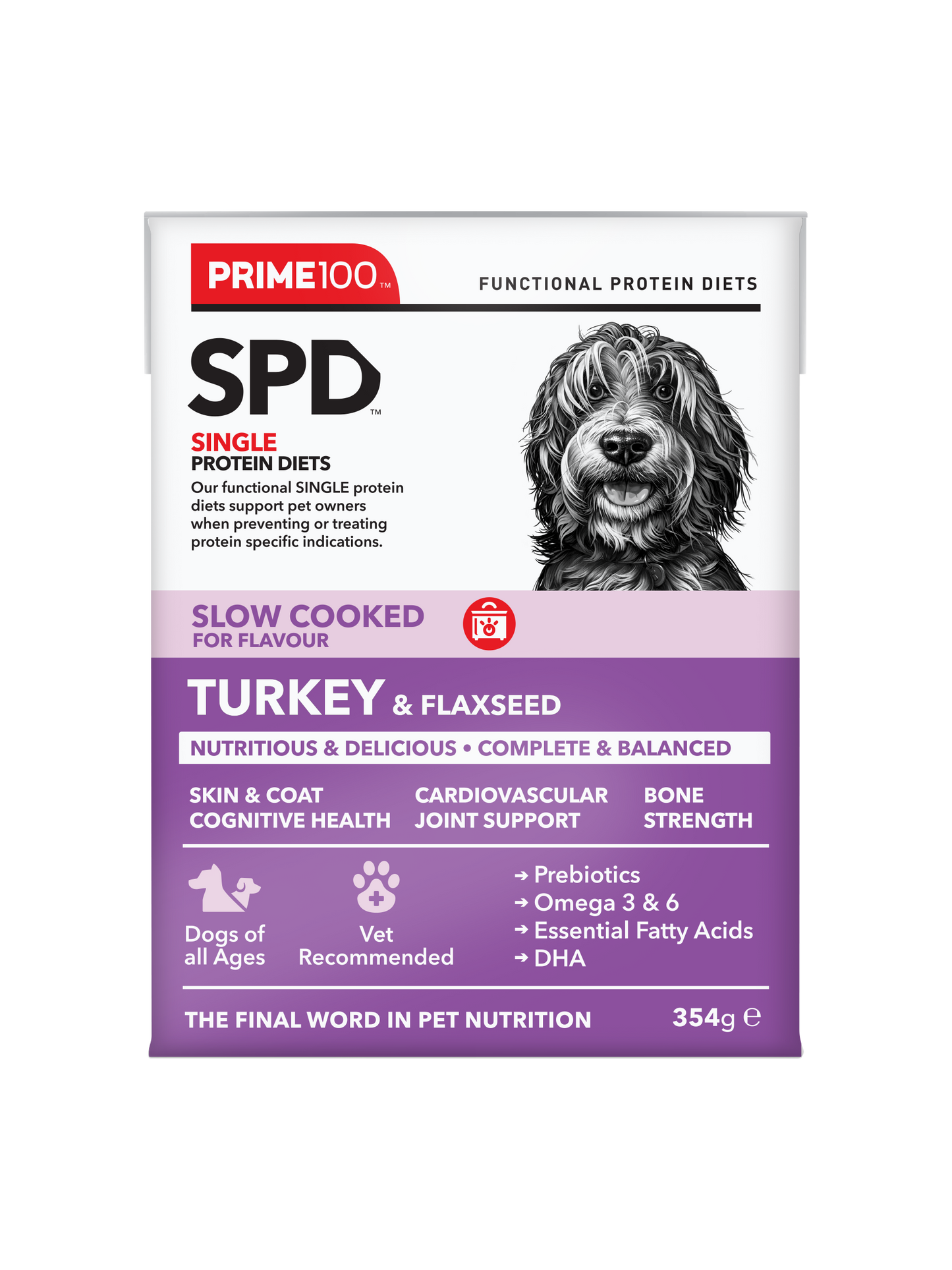 PRIME100 SPD™ Slow Cooked Turkey & Flaxseed slow cooked wet dog food 354g