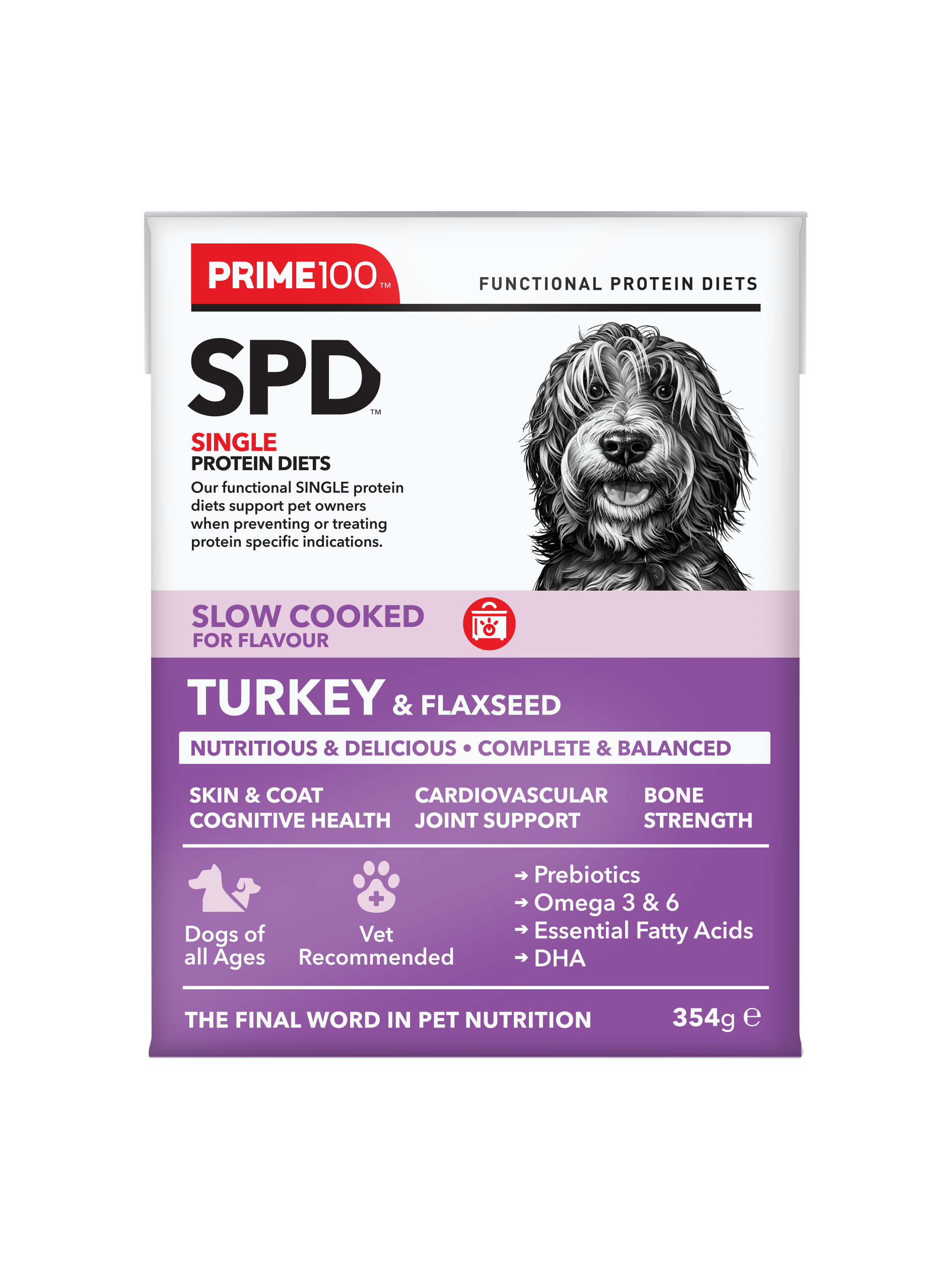 PRIME100 SPD™ Slow Cooked Turkey & Flaxseed slow cooked wet dog food 354g