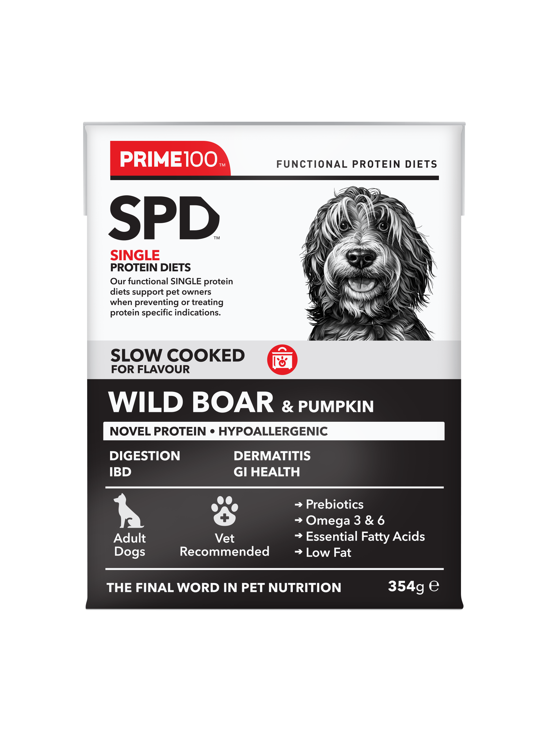 PRIME100 SPD™ Slow Cooked Wild Boar & Pumpkin wet dog food 354g