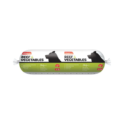 Prime100 Beef & Vegetables Dog fresh food Cooked Roll - 2KG