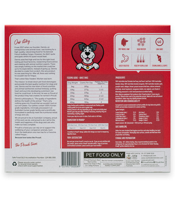 Proudi Red Combo Raw Dog patties 2.4KG background