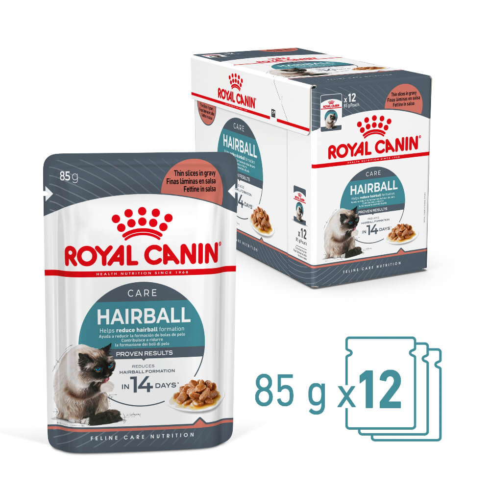 ROYAL CANIN Hairball Care Gravy Wet Cat Food Pouches 85gx12