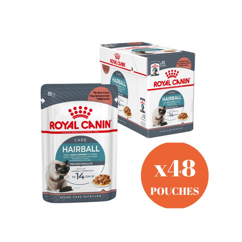ROYAL CANIN Hairball Care Gravy Wet Cat Food Pouches 85gx48