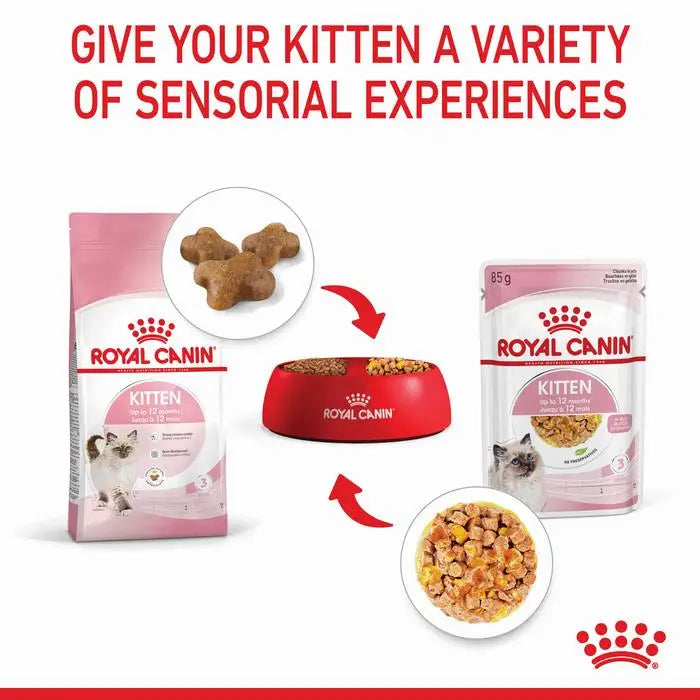 ROYAL CANIN Kitten Instinctive Jelly Wet Cat Food Pouches recommended mix with dry kitten food