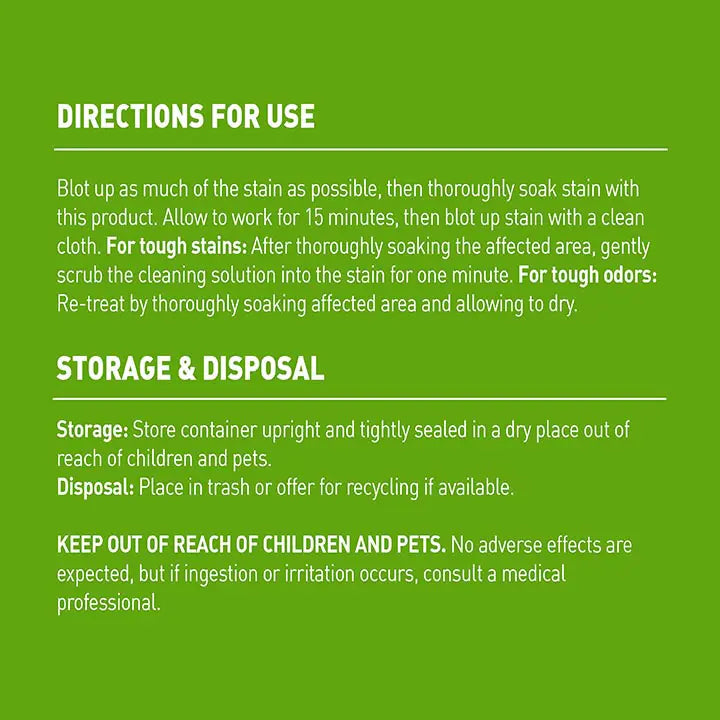 Nature's Miracle Simply Pet Stain and Odor Remover -Spray  directions for use, storage and disposal