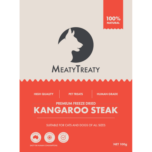 MEATY TREATY Freeze Dried Kangaroo Steak Raw Treats 80G