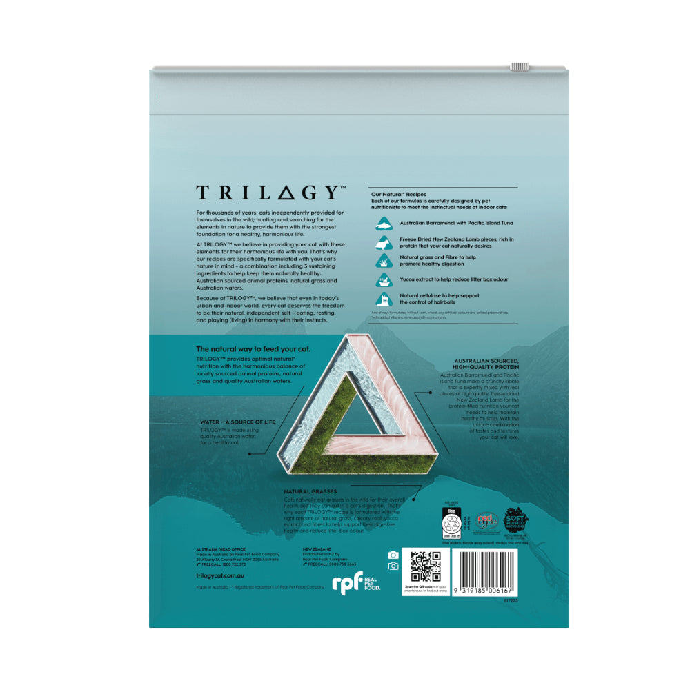 TRILOGY Barramundi Tuna and Freeze Dried Lamb Adult dry Cat Food back